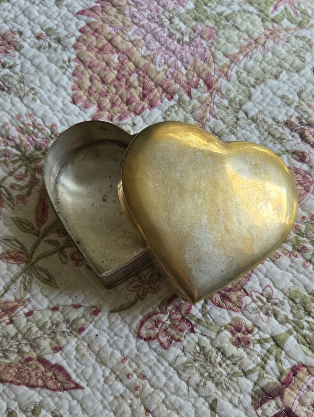 Heart-Shaped Metal Trinket Box - Vintage